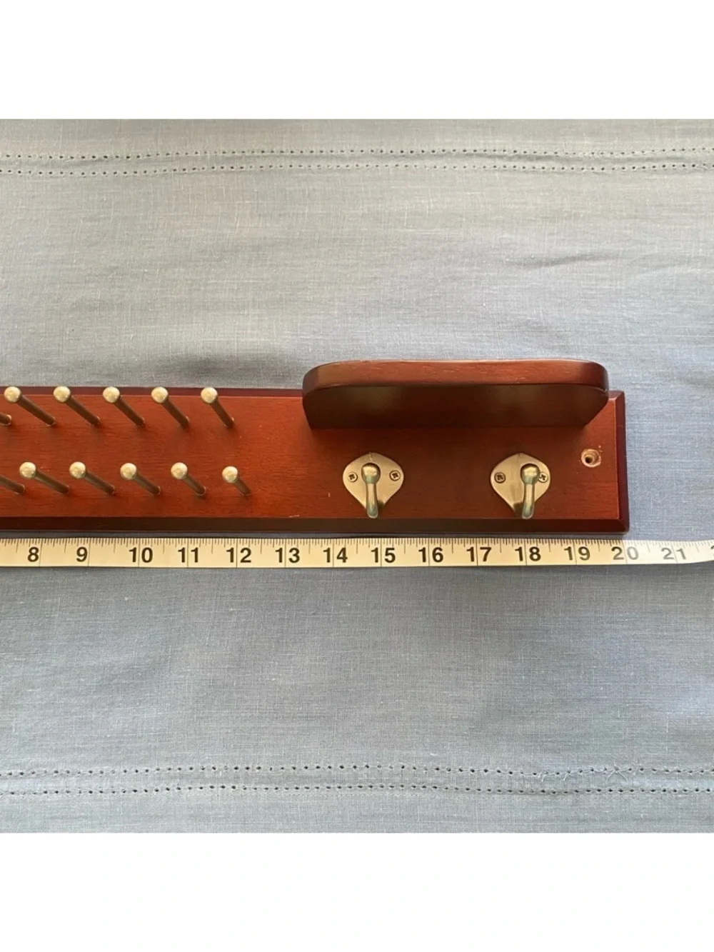 Vintage Lord & Taylor Wooden Wall Mount Tie/Belt Rack with Valet Ledge